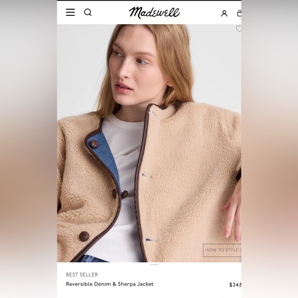 Madewell Reversible Denim & Sherpa Jacket NWT size Small - Picture 3 of 13